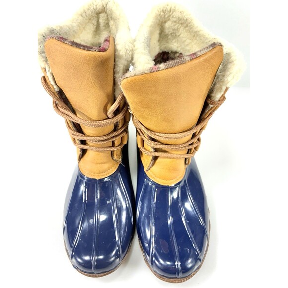 Jessica Carlyle Gavin Ankle Duck Boots Navy & Brown Women Size 8.5 - Picture 7 of 12